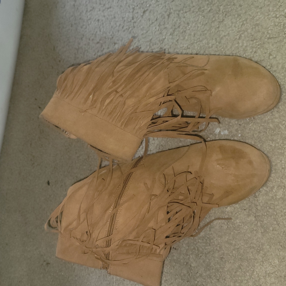 Fringe Tan Ankle Boots